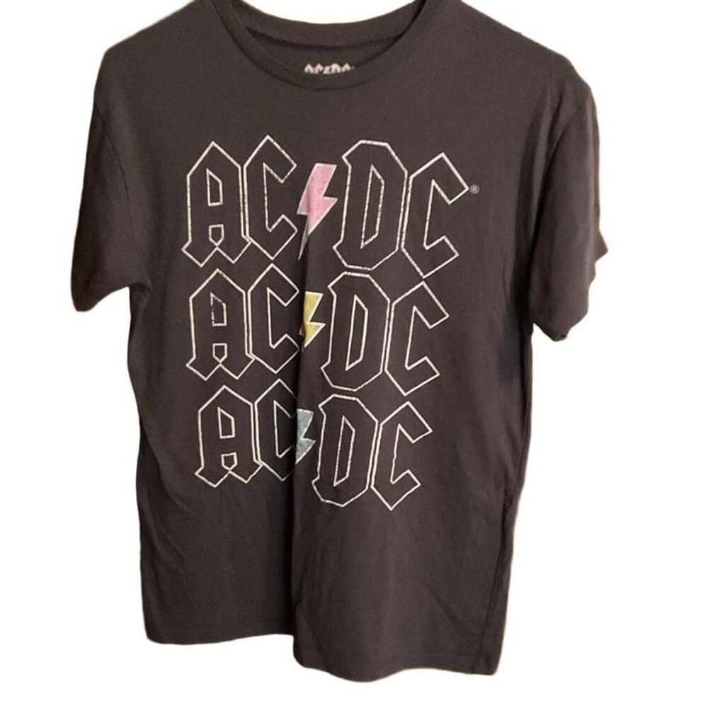 AC/DC Women's Graphic T-Shirt Size M Officially Licensed Short Sleeve Gray